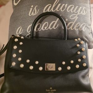Kate Spade Black Satchel with Pearl Accents
